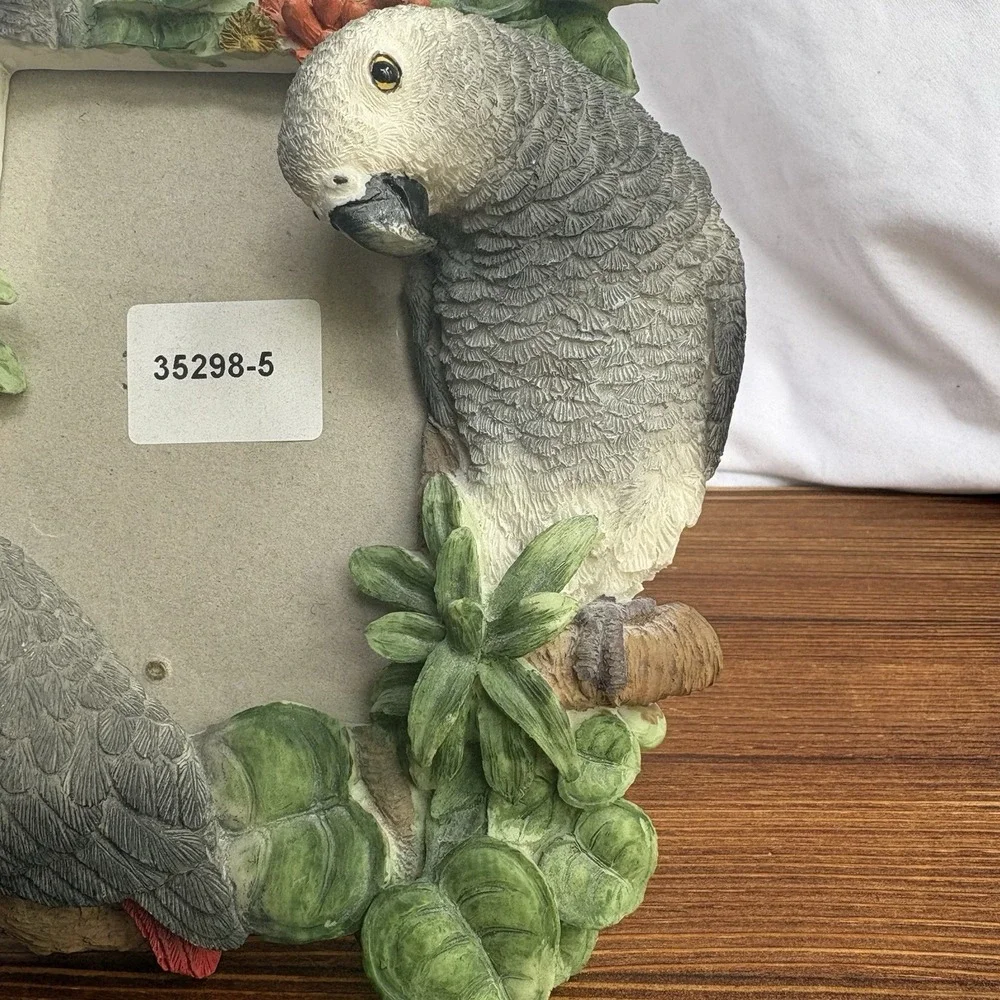 E&S Imports African Grey Parrots 3D Resin Picture Frame Tropical Photo Frame